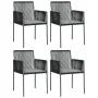 Set comedor jardín 5 pzas y cojines acero ratán sintético negro de , Conjuntos de jardín - Ref: Foro24-3187066, Precio: 397,3...