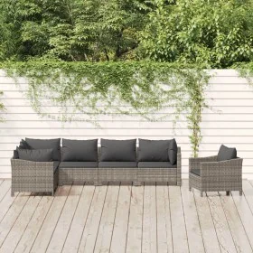 Set de muebles de jardín 7 pzas y cojines ratán sintético gris von , Gartensets - Ref: Foro24-3187286, Preis: 558,62 €, Rabat...