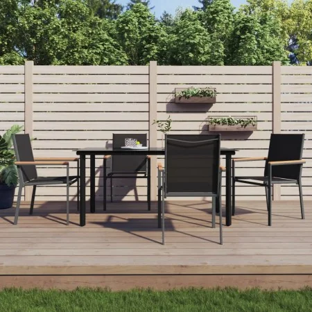 Juego de comedor para jardín 5 piezas acero y textilene negro von , Gartensets - Ref: Foro24-3187045, Preis: 377,81 €, Rabatt: %