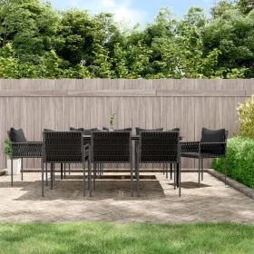 Juego comedor jardín 9 piezas y cojines ratán sintético y acero by , Garden sets - Ref: Foro24-3187064, Price: 721,32 €, Disc...