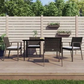 Juego comedor jardín 5 piezas y cojines ratán sintético y acero by , Garden sets - Ref: Foro24-3186973, Price: 382,08 €, Disc...