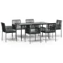 Set comedor jardín 7 pzas y cojines acero ratán sintético negro de , Conjuntos de jardín - Ref: Foro24-3187070, Precio: 577,9...