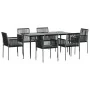 Set comedor jardín 7 pzas y cojines acero ratán sintético negro de , Conjuntos de jardín - Ref: Foro24-3187070, Precio: 577,9...