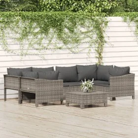 Set de muebles de jardín 7 pzas y cojines ratán sintético gris by , Garden sets - Ref: Foro24-3187301, Price: 511,77 €, Disco...