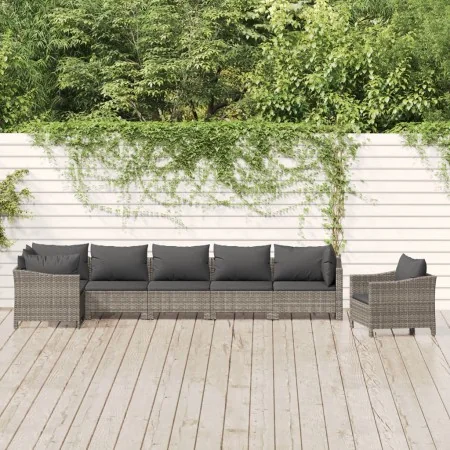 Set de muebles de jardín 7 pzas y cojines ratán sintético gris von , Gartensets - Ref: Foro24-3187284, Preis: 560,18 €, Rabat...