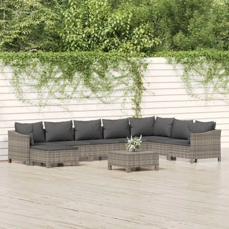 Set de muebles de jardín 9 pzas y cojines ratán sintético gris de , Conjuntos de jardín - Ref: Foro24-3187299, Precio: 718,89...