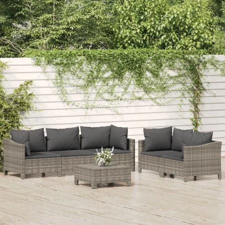Set de muebles de jardín 6 pzas y cojines ratán sintético gris de , Conjuntos de jardín - Ref: Foro24-3187265, Precio: 546,24...