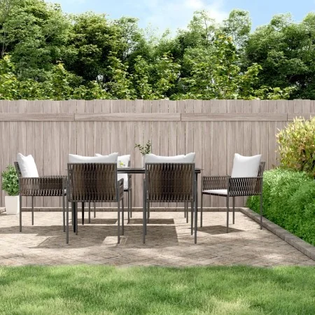 Juego comedor jardín 7 piezas y cojines ratán sintético y acero von , Gartensets - Ref: Foro24-3187058, Preis: 568,57 €, Raba...