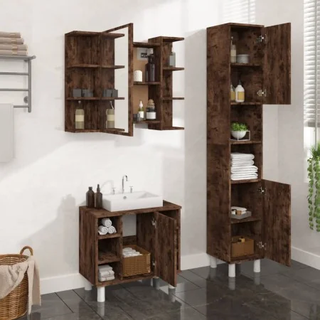 Set de muebles baño 3 pzas madera contrachapada roble ahumado by , Bathroom furniture - Ref: Foro24-3187606, Price: 194,75 €,...