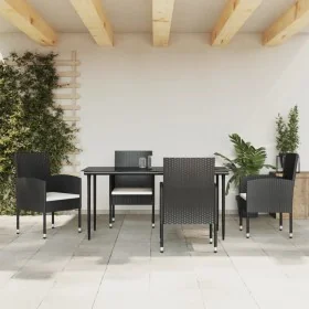 Juego de comedor de jardín 5 pzas ratán sintético y acero negro von , Gartensets - Ref: Foro24-3203308, Preis: 312,58 €, Raba...