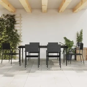 Juego de comedor de jardín 7 pzas ratán sintético y acero negro by , Garden sets - Ref: Foro24-3203278, Price: 379,65 €, Disc...
