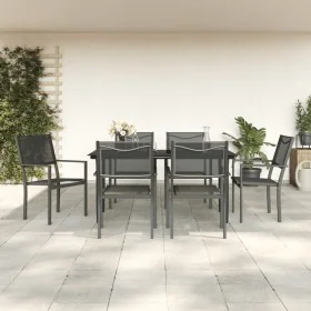 Juego de comedor para jardín 7 piezas acero y textilene negro von , Gartensets - Ref: Foro24-3200723, Preis: 401,50 €, Rabatt: %