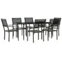Juego de comedor para jardín 7 piezas acero y textilene negro by , Garden sets - Ref: Foro24-3200723, Price: 417,30 €, Discou...
