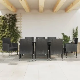 Juego de comedor de jardín 9 pzas ratán sintético y acero negro by , Garden sets - Ref: Foro24-3203343, Price: 688,38 €, Disc...