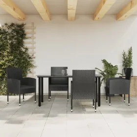 Juego de comedor de jardín 5 pzas ratán sintético y acero negro by , Garden sets - Ref: Foro24-3203348, Price: 388,35 €, Disc...