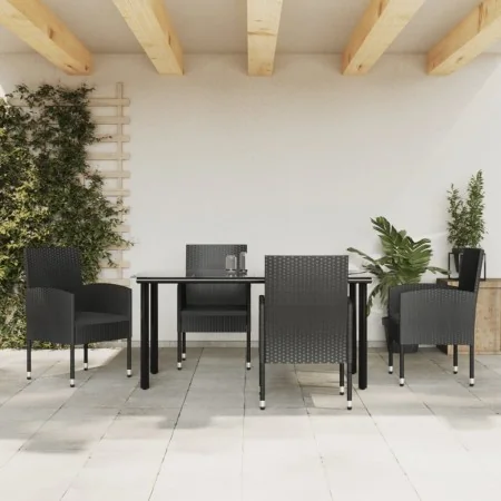 Juego de comedor de jardín 5 pzas ratán sintético y acero negro von , Gartensets - Ref: Foro24-3203348, Preis: 388,39 €, Raba...