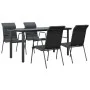 Juego de comedor para jardín 5 piezas acero y textilene negro de , Conjuntos de jardín - Ref: Foro24-3200714, Precio: 322,79 ...