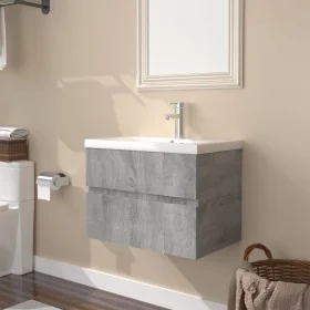 Mueble de baño con lavabo madera contrachapada gris Sonoma von , Badezimmerwaschtische - Ref: Foro24-3152868, Preis: 156,39 €...