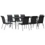 Juego de comedor para jardín 9 piezas acero y textilene negro von , Gartensets - Ref: Foro24-3200709, Preis: 596,28 €, Rabatt: %
