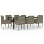 Set comedor jardín 9 pzas y cojines ratán sintético negro gris by , Garden sets - Ref: Foro24-3185153, Price: 632,85 €, Disco...