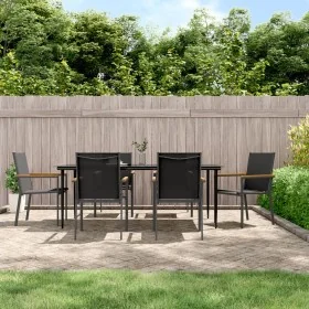 Juego de comedor para jardín 7 piezas acero y textilene negro von , Gartensets - Ref: Foro24-3187039, Preis: 553,76 €, Rabatt: %