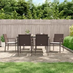 Juego comedor jardín 7 piezas y cojines ratán sintético y acero by , Garden sets - Ref: Foro24-3186946, Price: 421,01 €, Disc...