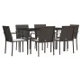 Juego comedor jardín 7 piezas y cojines ratán sintético y acero von , Gartensets - Ref: Foro24-3186946, Preis: 421,01 €, Raba...