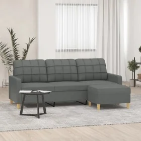 Sofá de 3 plazas con taburete de tela gris oscuro 180 cm by , Sofas - Ref: Foro24-3201002, Price: 334,65 €, Discount: %