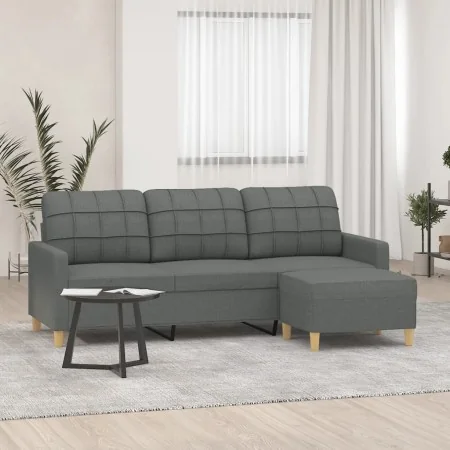 Sofá de 3 plazas con taburete de tela gris oscuro 180 cm by , Sofas - Ref: Foro24-3201002, Price: 334,03 €, Discount: %