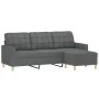 Sofá de 3 plazas con taburete de tela gris oscuro 180 cm by , Sofas - Ref: Foro24-3201002, Price: 334,03 €, Discount: %