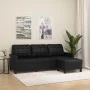 Sofá de 3 plazas con taburete cuero sintético negro 180 cm by , Sofas - Ref: Foro24-3201014, Price: 324,55 €, Discount: %