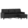 Sofá de 3 plazas con taburete cuero sintético negro 180 cm by , Sofas - Ref: Foro24-3201014, Price: 324,55 €, Discount: %