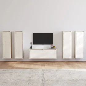 Muebles para TV 5 piezas madera maciza de pino blanco by , TV Furniture - Ref: Foro24-3100210, Price: 310,79 €, Discount: %