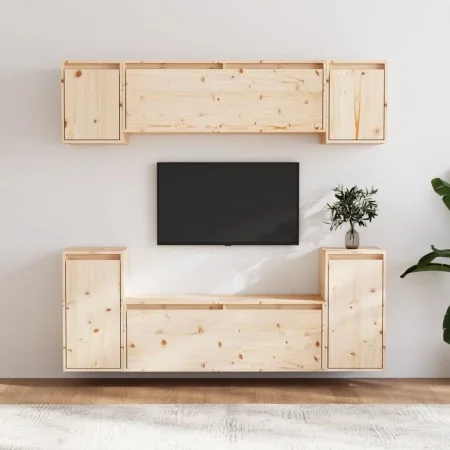 Muebles para TV 6 piezas madera maciza de pino de , Muebles TV - Ref: Foro24-3100189, Precio: 260,31 €, Descuento: %