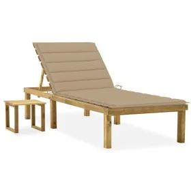 Tumbona de jardín con mesa y cojín de madera de pino impregnada by , Loungers - Ref: Foro24-3065837, Price: 130,24 €, Discoun...