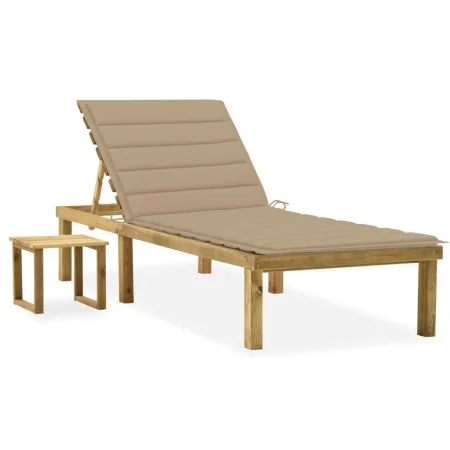 Tumbona de jardín con mesa y cojín de madera de pino impregnada by , Loungers - Ref: Foro24-3065837, Price: 135,39 €, Discoun...