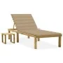 Tumbona de jardín con mesa y cojín de madera de pino impregnada by , Loungers - Ref: Foro24-3065837, Price: 135,39 €, Discoun...