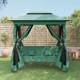 Cenador de jardín banco columpio convertible acero y tela verde by , Garden rockers - Ref: Foro24-363327, Price: 392,12 €, Di...