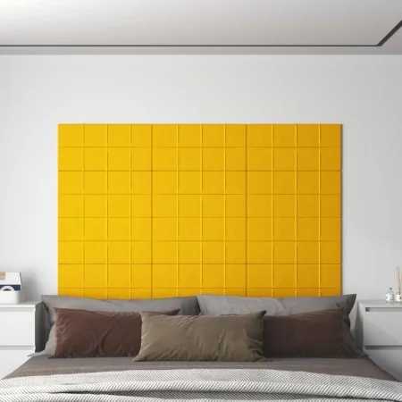Paneles de pared 12 uds terciopelo amarillo 60x30 cm 2,16 m² de , Recubrimiento de paredes - Ref: Foro24-344090, Precio: 59,2...