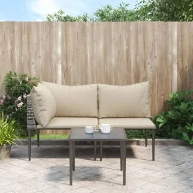 Set de muebles de jardín 3 pzas y cojines ratán sintético gris von , Gartensets - Ref: Foro24-364129, Preis: 135,68 €, Rabatt: %