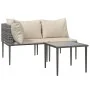 Set de muebles de jardín 3 pzas y cojines ratán sintético gris by , Garden sets - Ref: Foro24-364129, Price: 136,05 €, Discou...