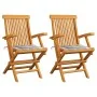 Sillas de jardín 2 uds madera teca con cojines a cuadros grises von , Gartenstühle - Ref: Foro24-3062501, Preis: 179,02 €, Ra...