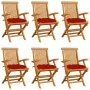 Sillas de jardín 6 uds madera maciza de teca con cojines rojos von , Gartenstühle - Ref: Foro24-3062562, Preis: 451,45 €, Rab...