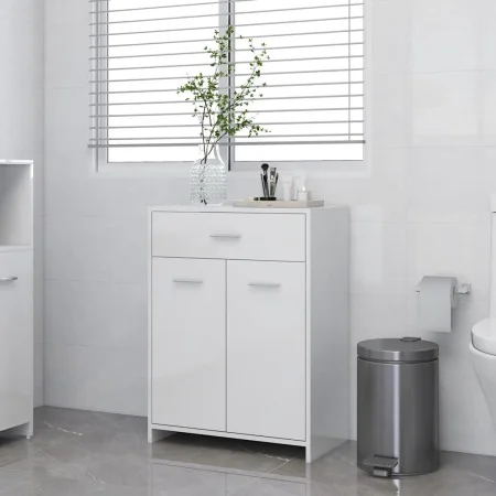Armario de baño madera contrachapada blanco brillo 60x33x80 cm de , Muebles de baño - Ref: Foro24-805030, Precio: 86,74 €, De...