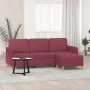 Sofá de 3 plazas con taburete de tela rojo tinto 180 cm by , Sofas - Ref: Foro24-3201198, Price: 269,50 €, Discount: %