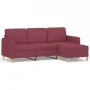 Sofá de 3 plazas con taburete de tela rojo tinto 180 cm by , Sofas - Ref: Foro24-3201198, Price: 269,50 €, Discount: %