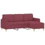 Sofá de 3 plazas con taburete de tela rojo tinto 180 cm by , Sofas - Ref: Foro24-3201198, Price: 269,50 €, Discount: %