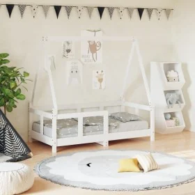 Estructura de cama para niños madera de pino blanco 70x140 cm by , Cribs and beds for children - Ref: Foro24-834457, Price: 1...