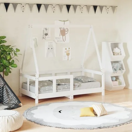 Estructura de cama para niños madera de pino blanco 70x140 cm von , Kinderbetten und Betten für Kinder - Ref: Foro24-834457, ...