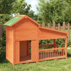 Caseta para perros madera maciza de pino marrón 143x60,5x109 cm by , Dog kennels and fences - Ref: Foro24-172261, Price: 168,...